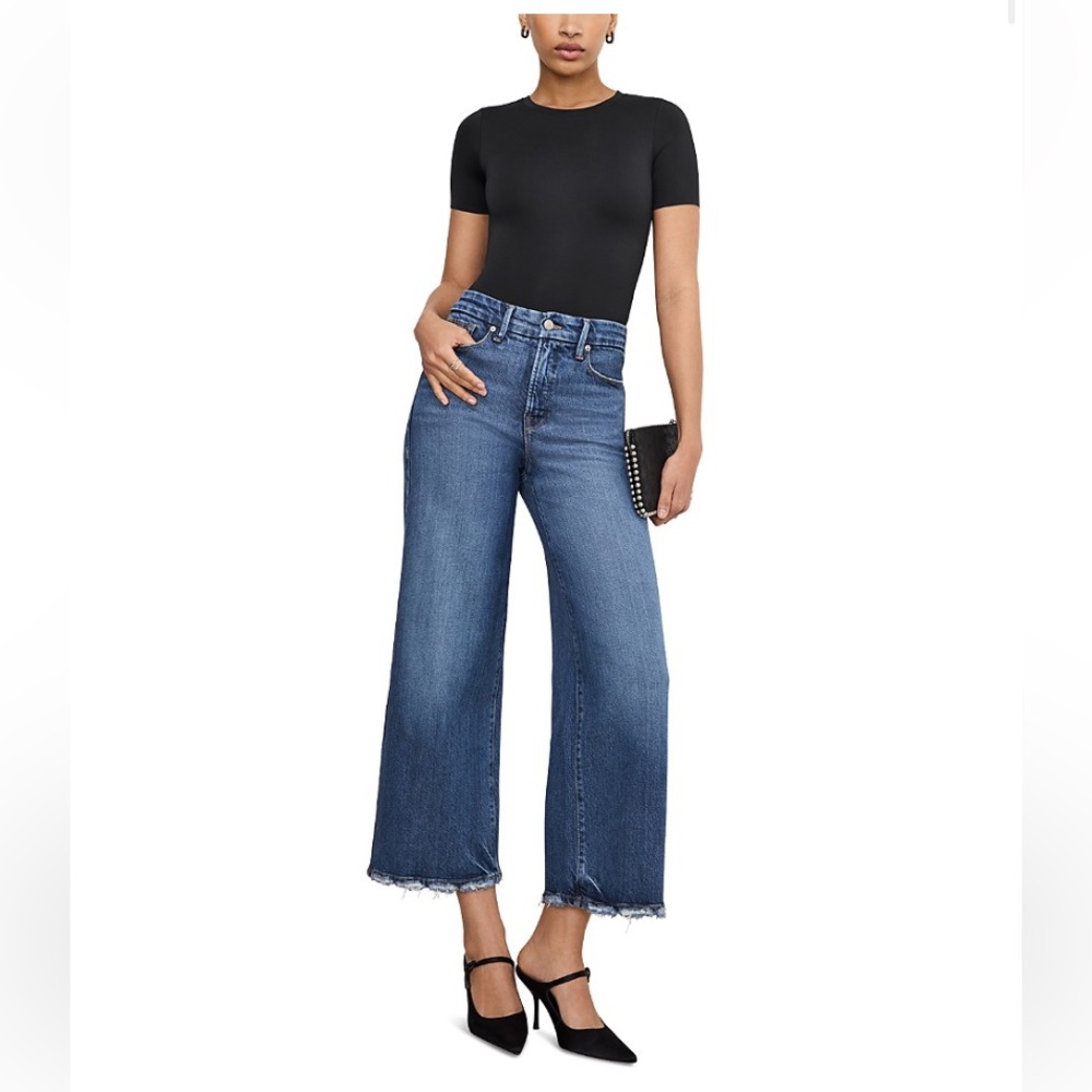 Good American Light Blue Denim Palazzo Crop